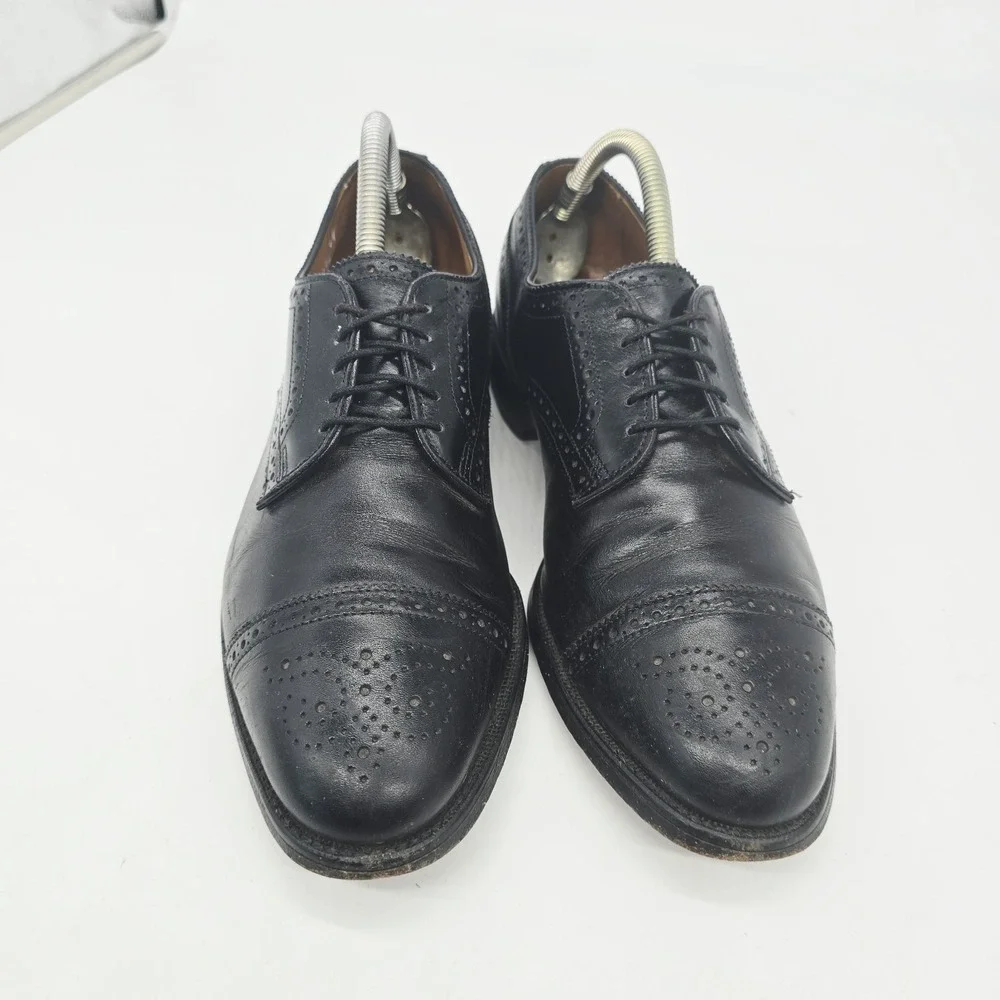 Allen Edmonds Sanford Mens Size 9 D Black Leather Cap Toe Oxford Dress Shoes